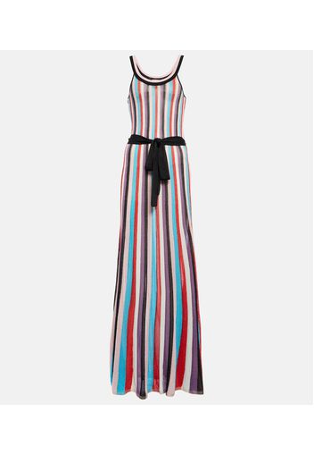 Striped metallic knit maxi dress