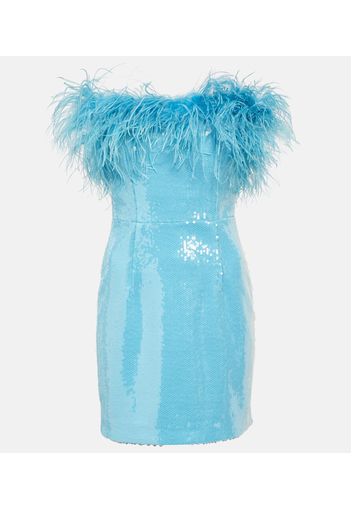 Nicolette feather-trimmed sequined minidress