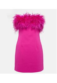 Feather-trimmed crÃªpe minidress