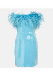 Nicolette feather-trimmed sequined minidress