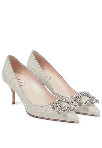 Piping Flower Strass tweed pumps