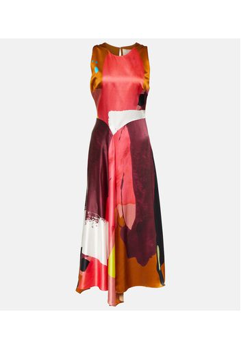 Printed silk satin maxi dress