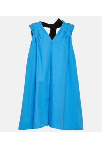 Caped cotton poplin minidress