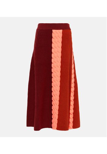 Color-blocked A-line maxi skirt