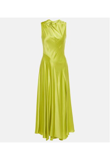 Alma gathered silk satin midi dress