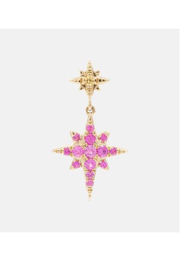 Sunset Star 14kt gold single earring with sapphires