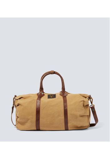 Leather-trimmed duffel bag