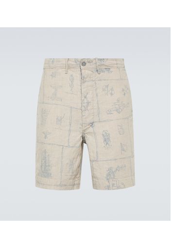 Printed linen shorts