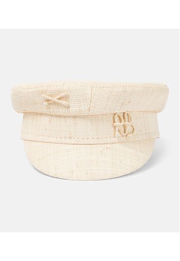 Ruslan Baginskiy Monogram-Appliqué Straw Boat Hat - Green