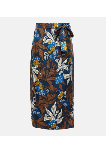 Zante floral silk midi skirt