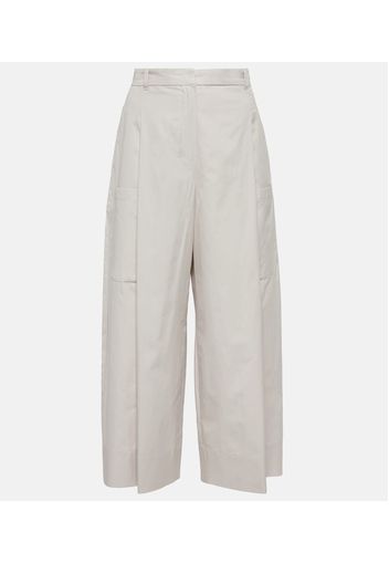 Wide-leg cotton poplin pants