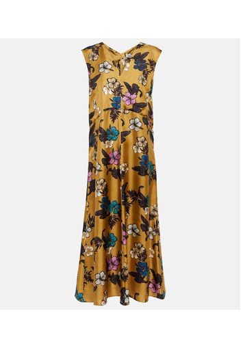 Cuore floral silk satin midi dress