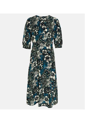 Bronzo floral silk crÃªpe midi dress