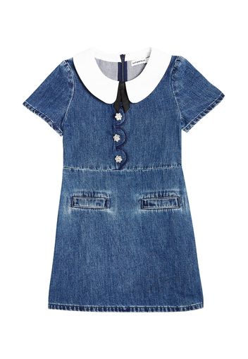 Bow-detail denim dress