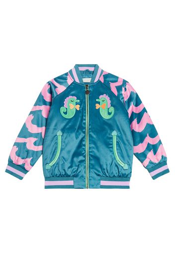 Printed cotton-blend bomber jacket