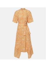 Printed asymmetric silk midi dress