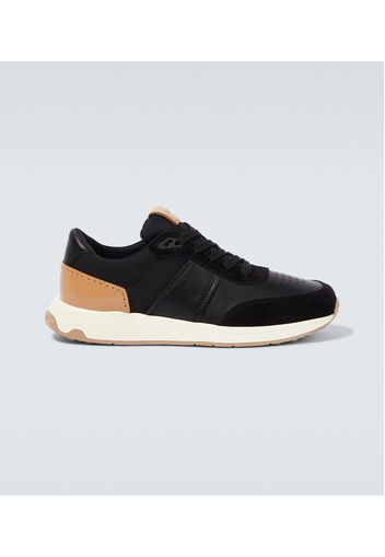 Leather-trimmed sneakers