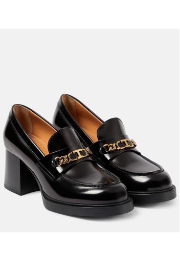 Leather loafer pumps