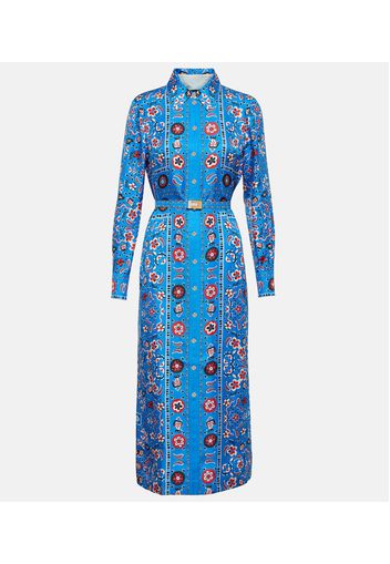 Printed silk midi dress