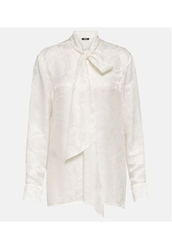Barocco silk-trimmed jacquard blouse