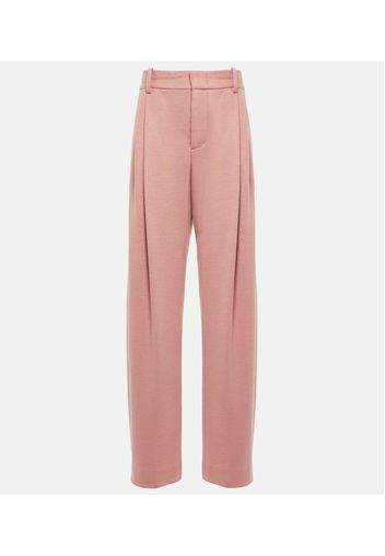 Wide-leg wool-blend pants