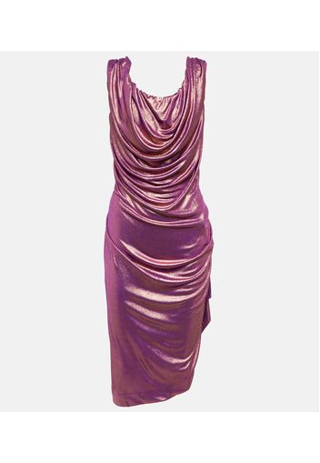 Draped metallic lamÃ© minidress