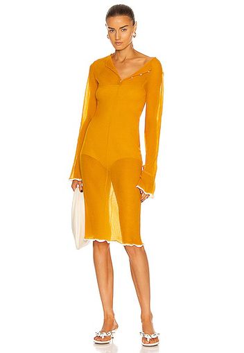 Acne Studios Long Sleeve Midi Dress in Orange