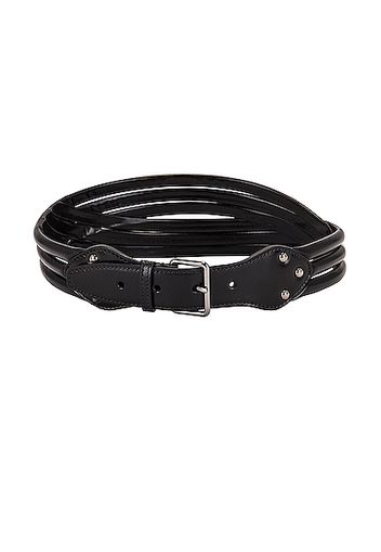 ALAÏA Tubulaire Leather Belt in Black