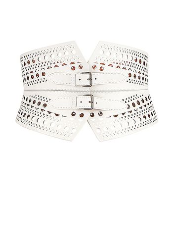 ALAÏA Double Buckle Belt in White