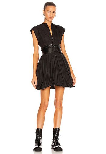 ALAÏA Sleeveless Short Poplin Balloon Dress in Black