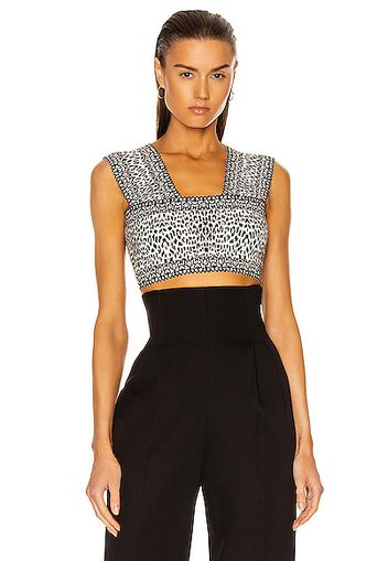 ALAÏA Jacquard Print Fitted Top in Black & White