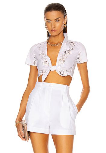 ALAÏA Popeline Molukai Top in White