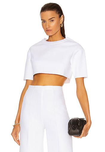 ALAÏA Viscose Short Sleeve Top in White