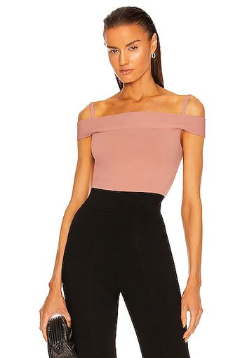 ALAÏA Off the Shoulder Bodysuit in Rose