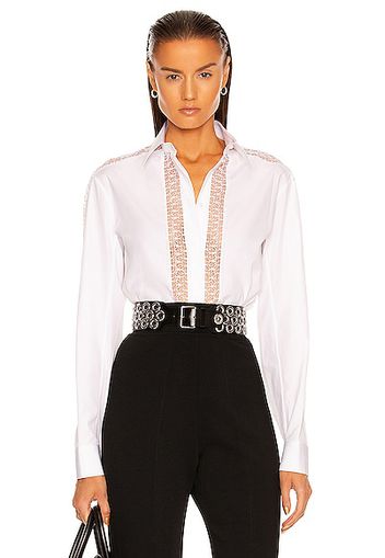 ALAÏA Cinched Long Sleeve Shirt in White