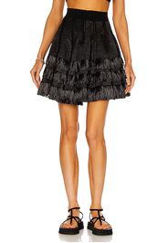 ALAÏA Courte Raphia Franges Skirt in Black