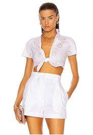 ALAÏA Popeline Molukai Top in White