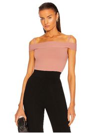 ALAÏA Off the Shoulder Bodysuit in Rose