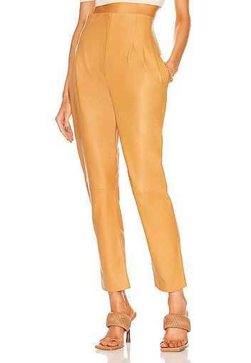 ALBERTA FERRETTI Leather Slim Pant in Brown