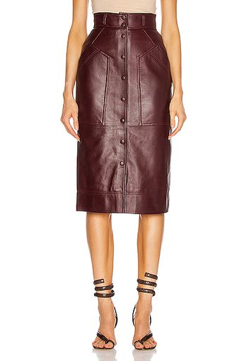 ALBERTA FERRETTI Leather Button Skirt in Purple,Red