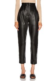 ALBERTA FERRETTI Leather Slim Pant in Black