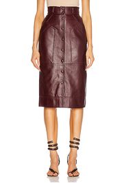 ALBERTA FERRETTI Leather Button Skirt in Purple,Red