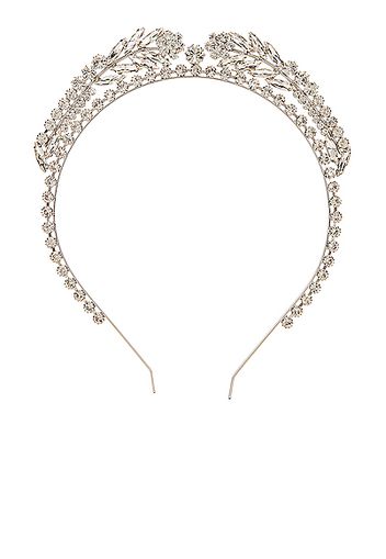 Alessandra Rich Crystal Wreath Headband in Metallic Silver
