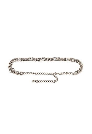 Alessandra Rich Chain Crystal Belt in Metallic Silver