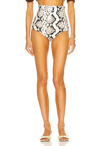 Alessandra Rich Python Print Leather Hot Short in Grey
