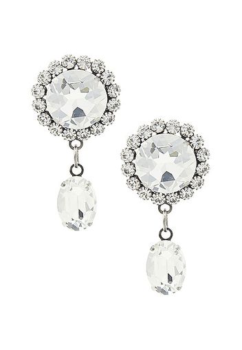 Alessandra Rich Crystal Pendant Earrings in Metallic Silver