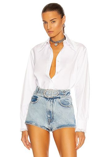 Alessandra Rich Cotton Poplin Blouse in White