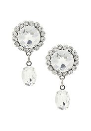 Alessandra Rich Crystal Pendant Earrings in Metallic Silver