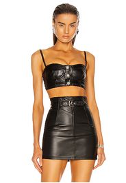 Alessandra Rich Leather Bralette in Black