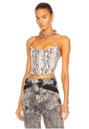 Alessandra Rich Python Print Bustier in Grey